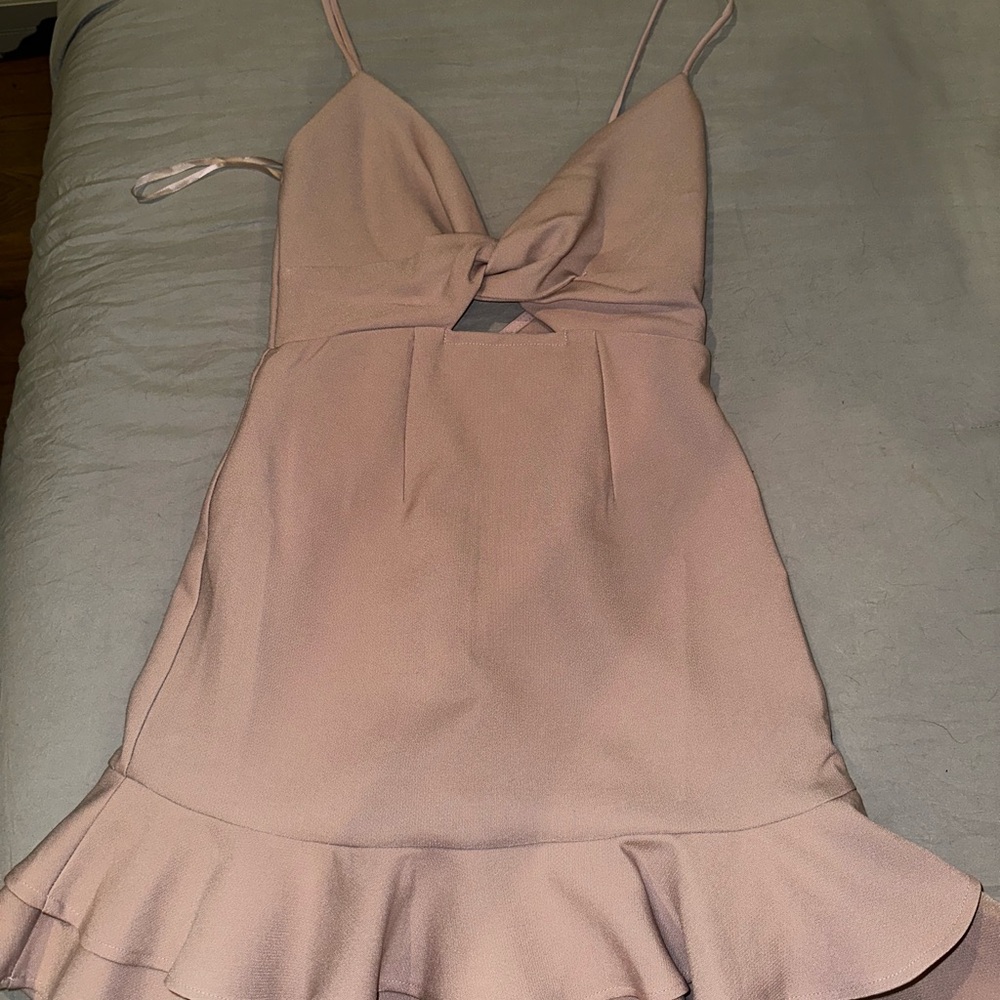 fab'rik Pink Cut Out Ruffled Mini Dress